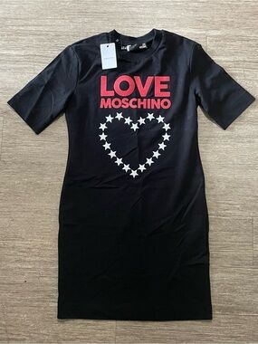 Moschino Black Crewneck Logo Tee